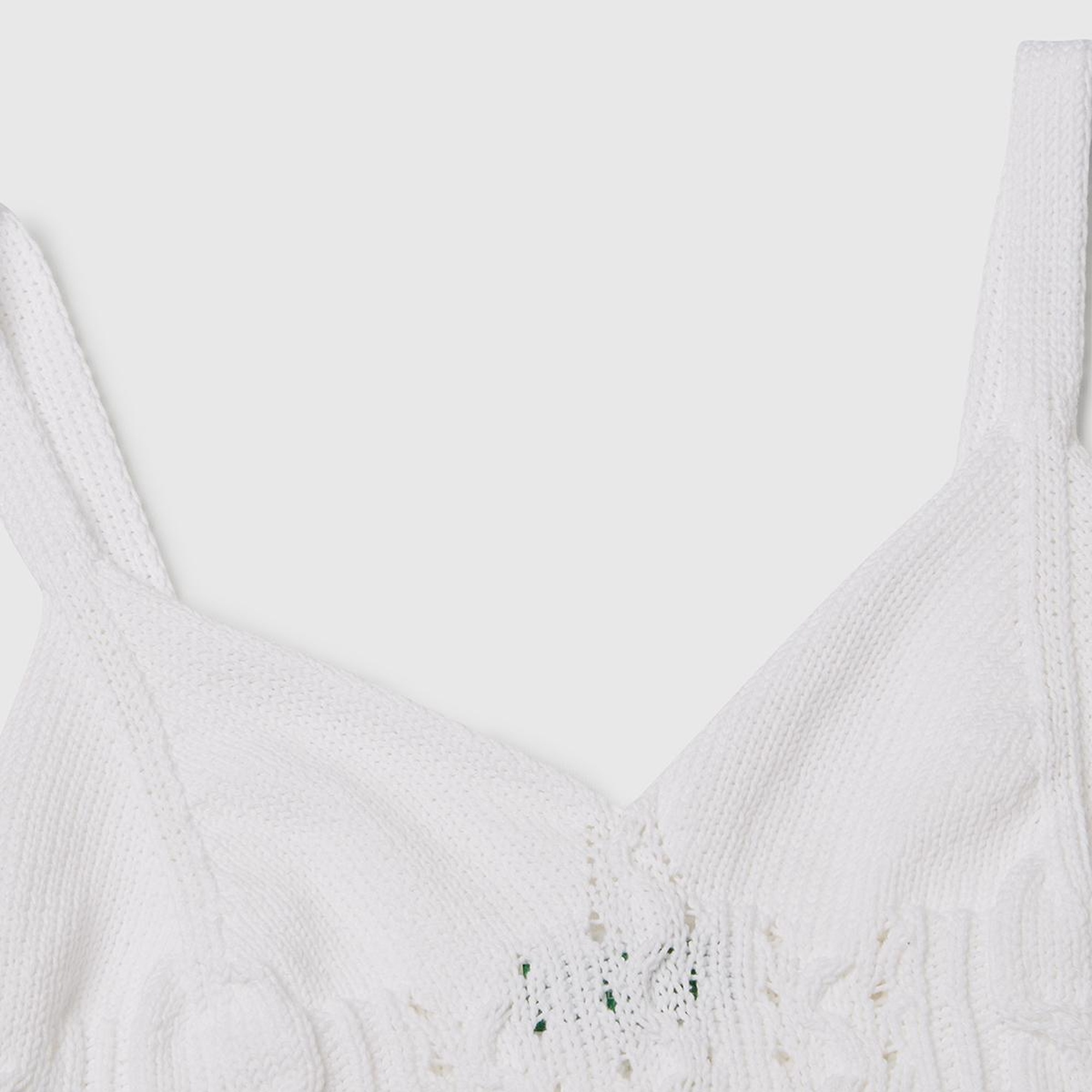 Kadın Beyaz %100 Koton Saç Örgülü Triko Atlet