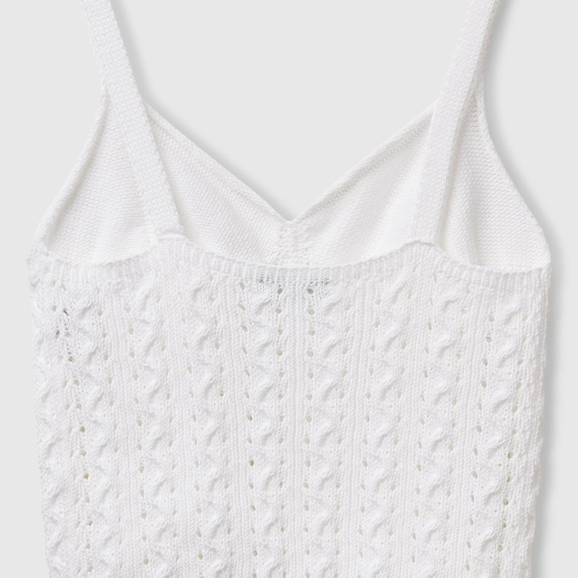 Kadın Beyaz %100 Koton Saç Örgülü Triko Atlet