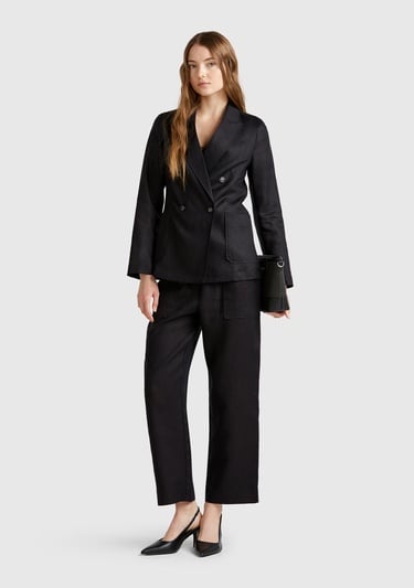  Kadın Siyah %100 Keten Ceket