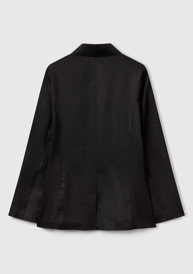  Kadın Siyah %100 Keten Ceket