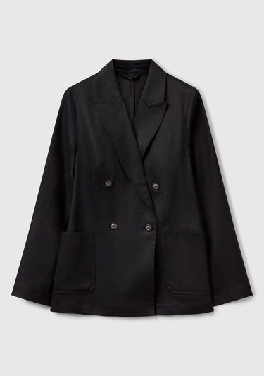  Kadın Siyah %100 Keten Ceket