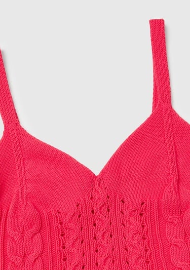  Kadın Turuncu %100 Koton Saç Örgülü Triko Atlet