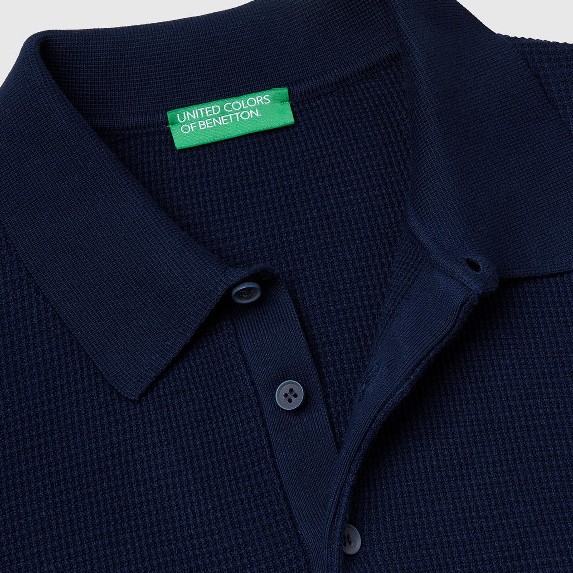 Erkek Lacivert %100 Koton Regular Fit Triko Polo Yaka  Kazak