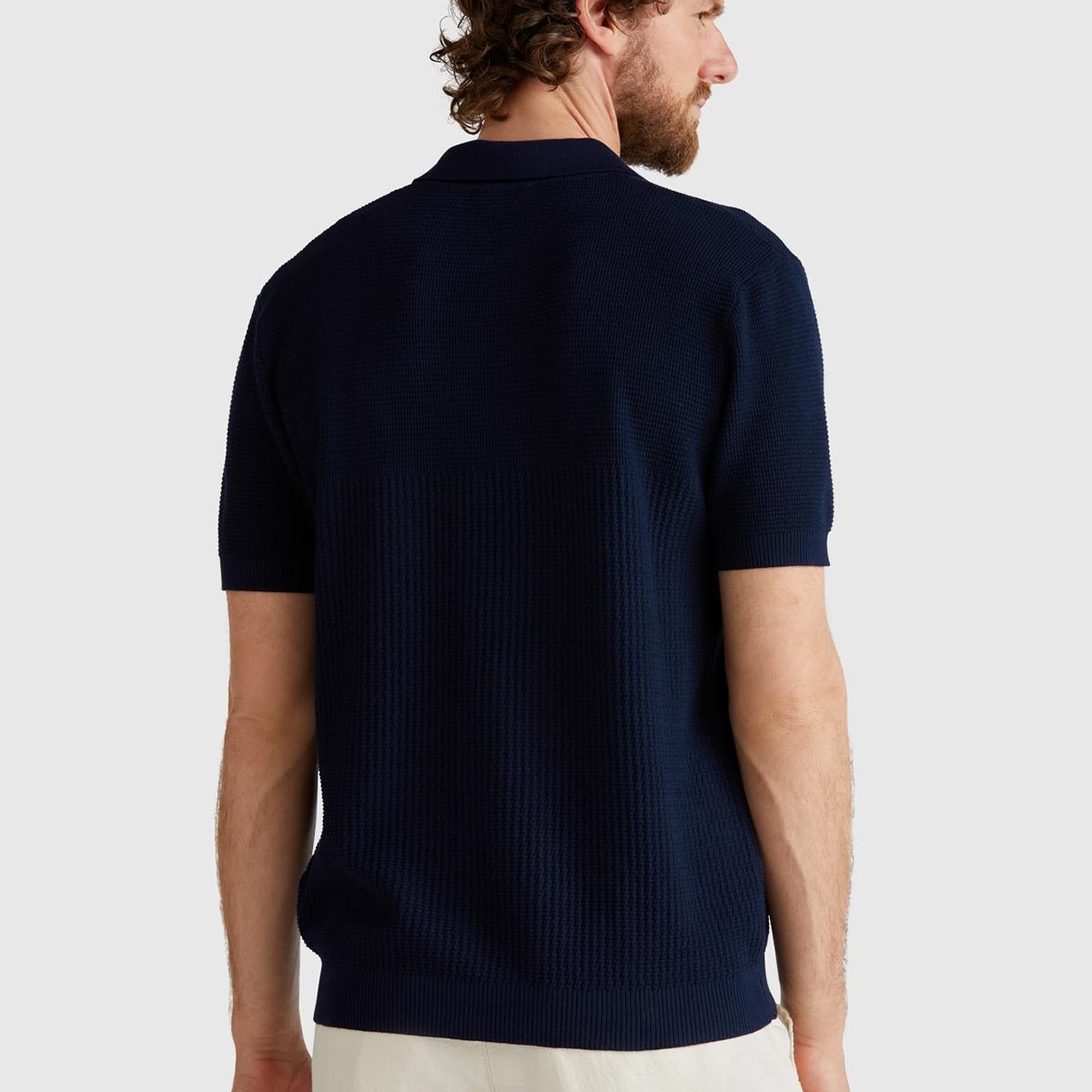 Erkek Lacivert %100 Koton Regular Fit Triko Polo Yaka  Kazak