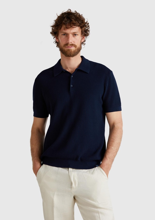  Erkek Lacivert %100 Koton Regular Fit Triko Polo Yaka  Kazak