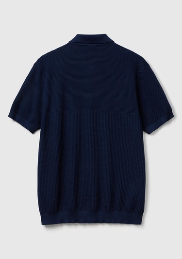  Erkek Lacivert %100 Koton Regular Fit Triko Polo Yaka  Kazak