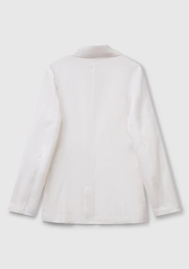 Kadın Beyaz %100 Keten Ceket