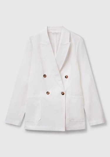  Kadın Beyaz %100 Keten Ceket