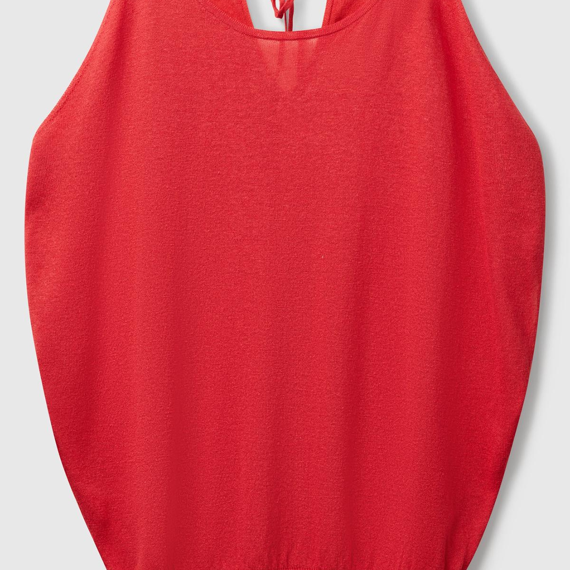 Kadın Mercan Keten Karışımlı Omzu Açık Triko Kazak