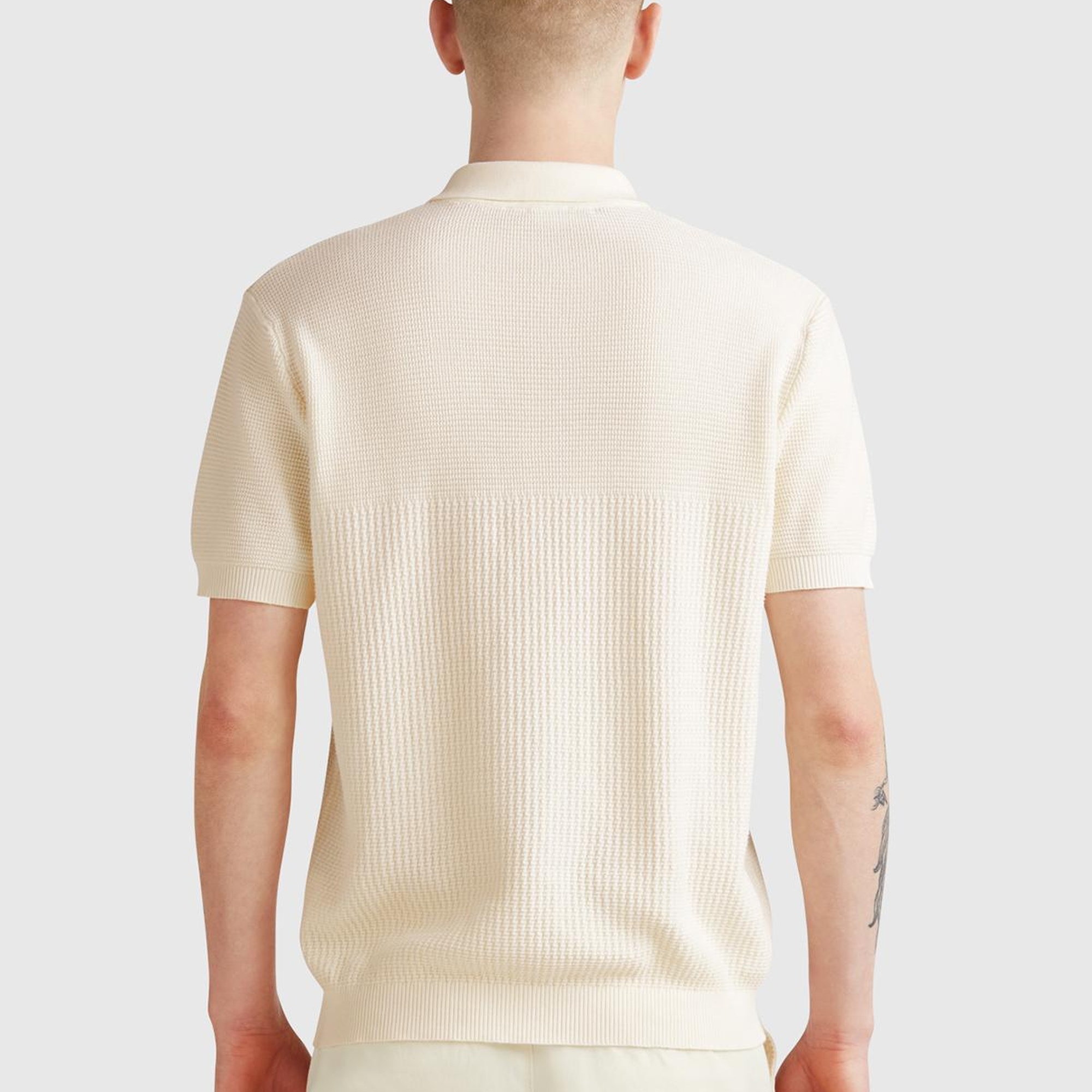 Erkek Krem %100 Koton Regular Fit Triko Polo Yaka  Kazak