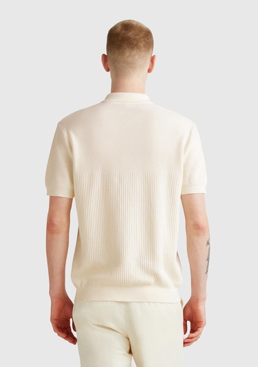  Erkek Krem %100 Koton Regular Fit Triko Polo Yaka  Kazak