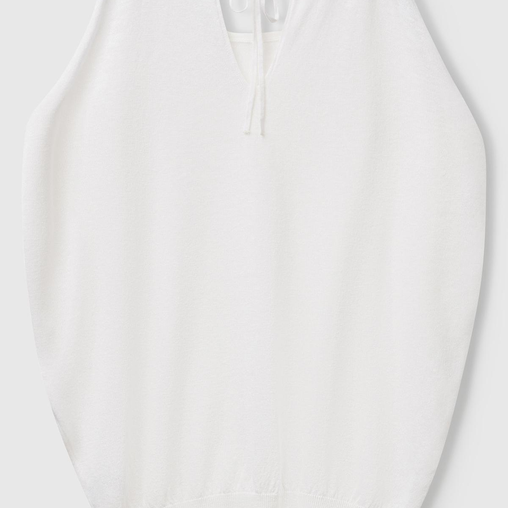 Kadın Beyaz Keten Karışımlı Omzu Açık Triko Kazak