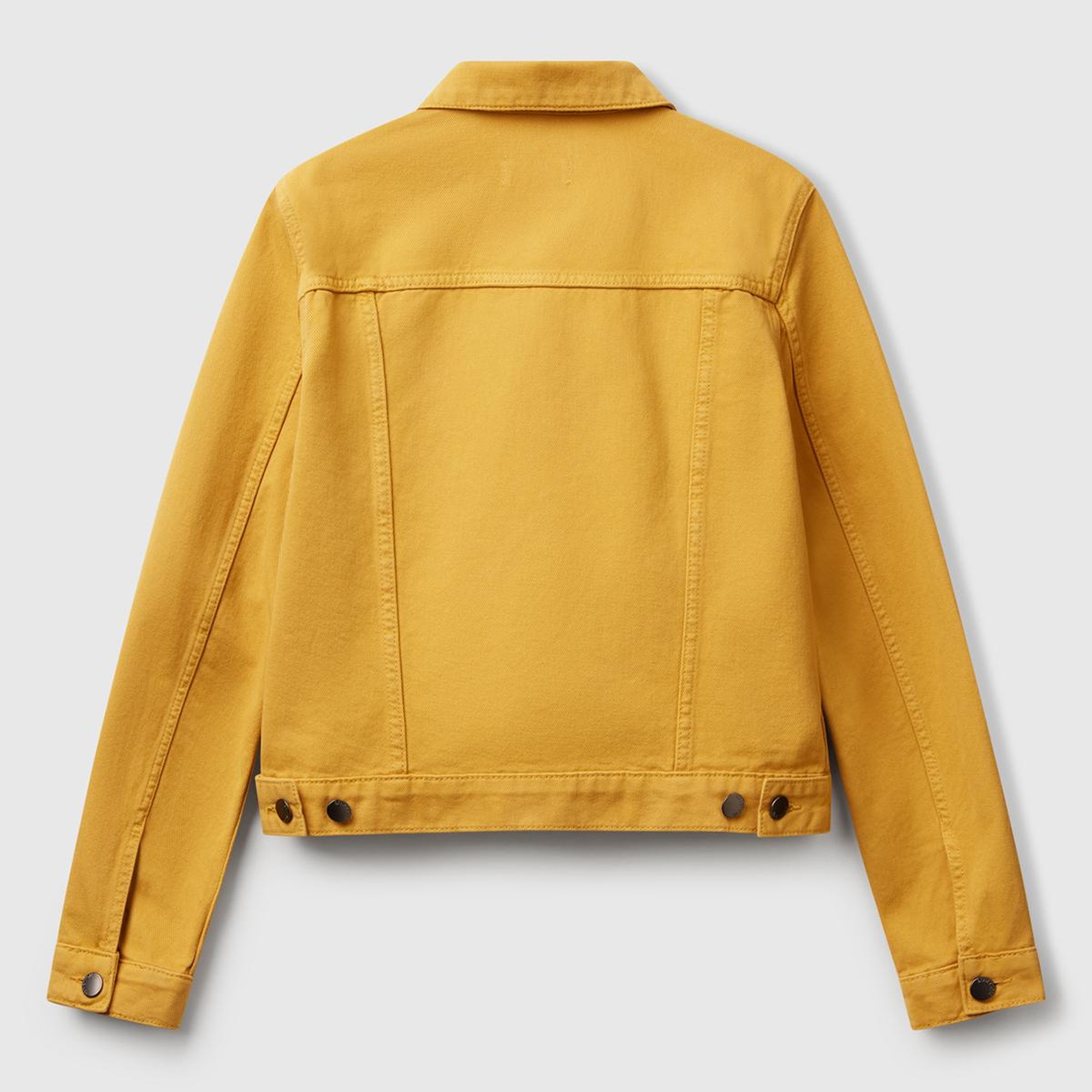 Kadın Sarı %100 Pamuk Yanları Cepli Straight Fit Denim Ceket