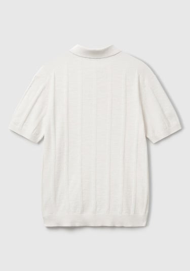  Erkek Krem Keten Karışımlı Kontrastlı Düğmeli Regular Fit Polo Yaka Kazak