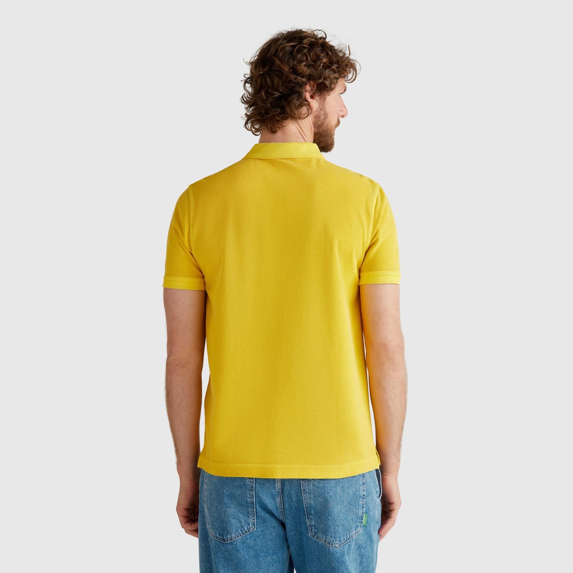 Erkek Sarı %100 Organik Koton Regular Fit Polo T-Shirt