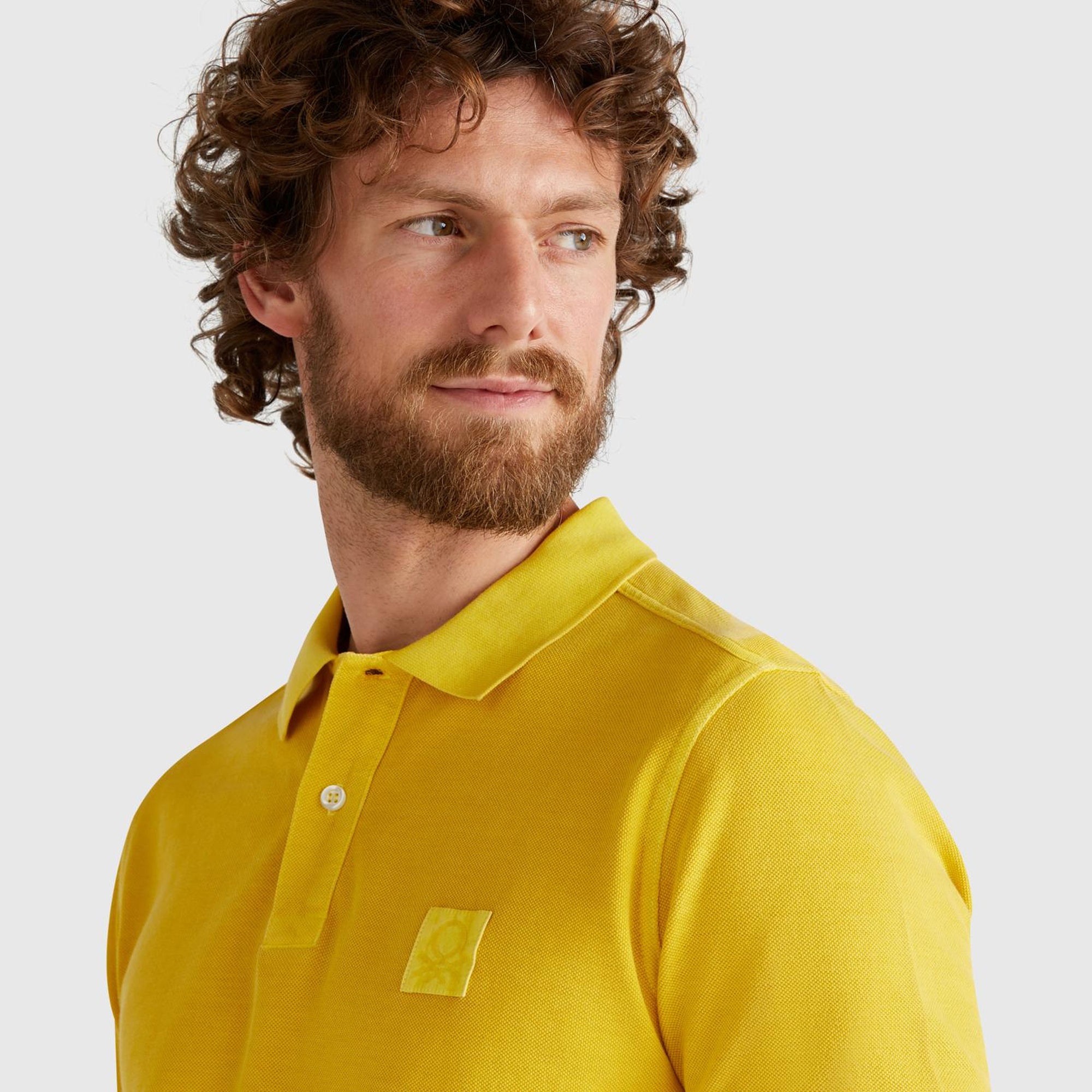 Erkek Sarı %100 Organik Koton Regular Fit Polo T-Shirt