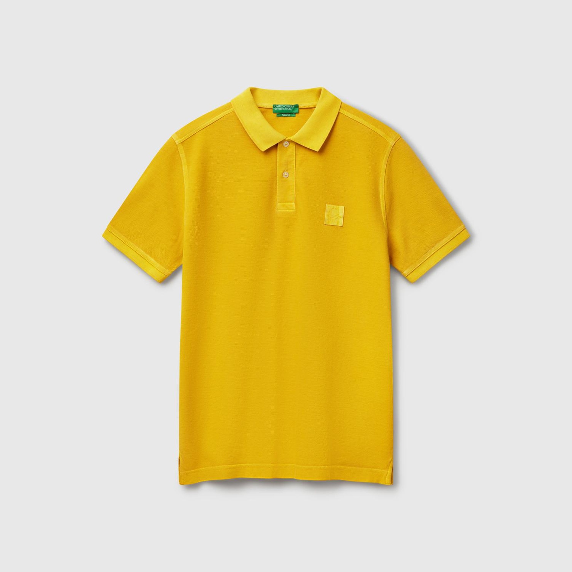 Erkek Sarı %100 Organik Koton Regular Fit Polo T-Shirt