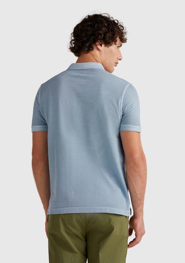 Erkek Açık Mavi %100 Organik Koton Regular Fit Polo T-Shirt