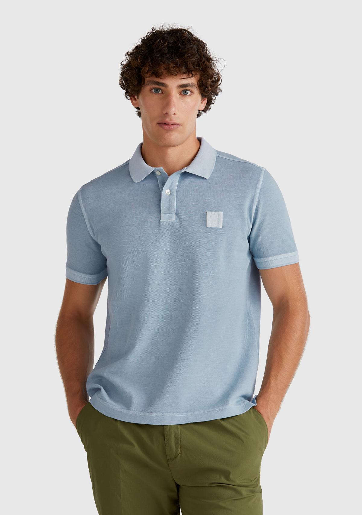  Erkek Açık Mavi %100 Organik Koton Regular Fit Polo T-Shirt