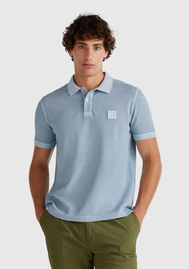  Erkek Açık Mavi %100 Organik Koton Regular Fit Polo T-Shirt