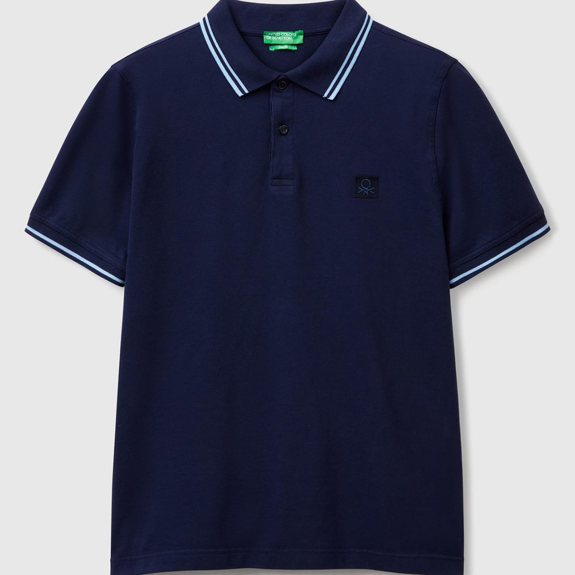 Erkek Lacivert Kol ve Yakası Çizgili Polo T-Shirt