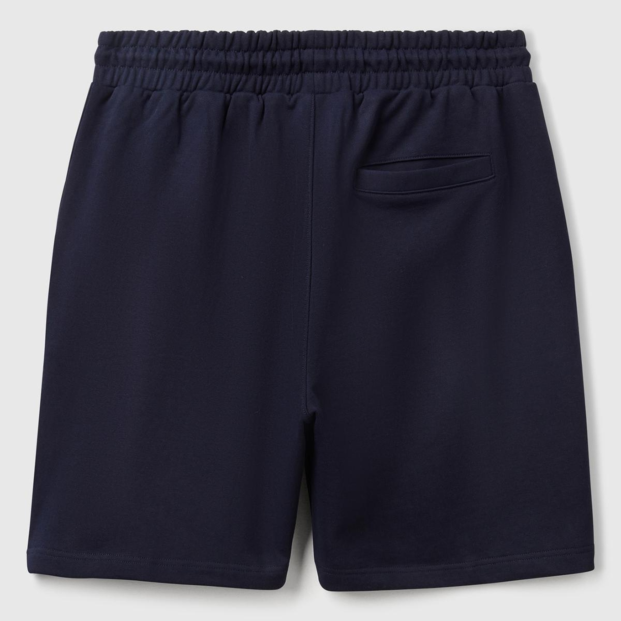 Erkek Lacivert %100 Pamuk Logo Detaylı Beli Büzgü İpli Bermuda Şort