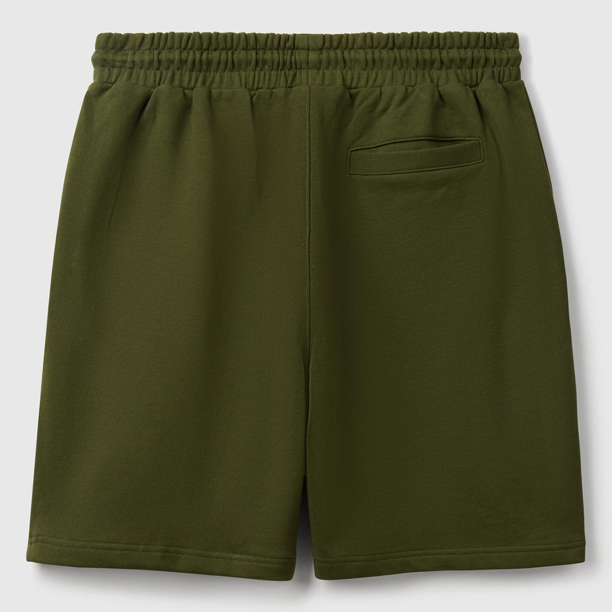 Erkek Haki %100 Pamuk Logo Detaylı Beli Büzgü İpli Bermuda Şort