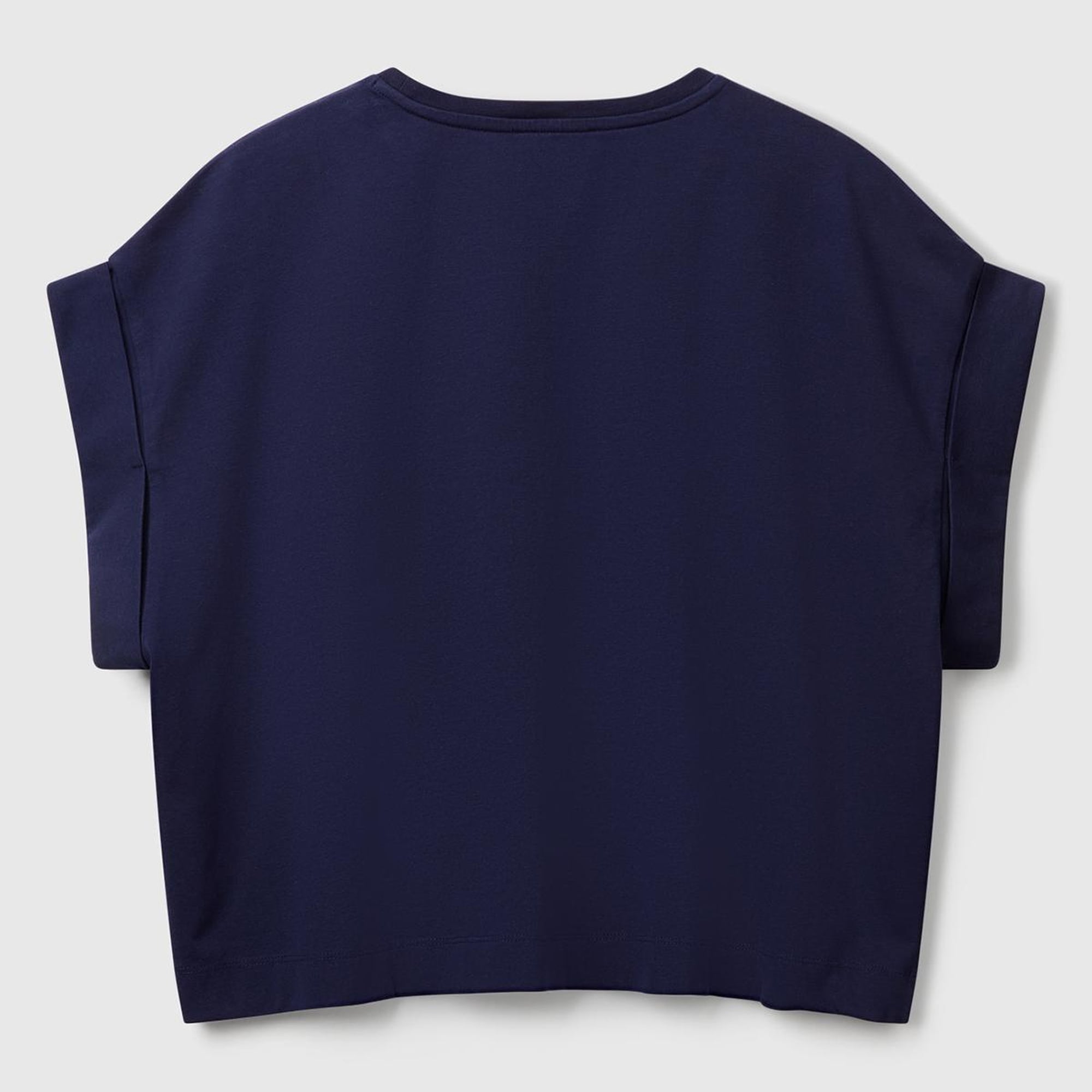 Kadın Lacivert Dantel Detaylı Kısa Kol Esnek T-Shirt