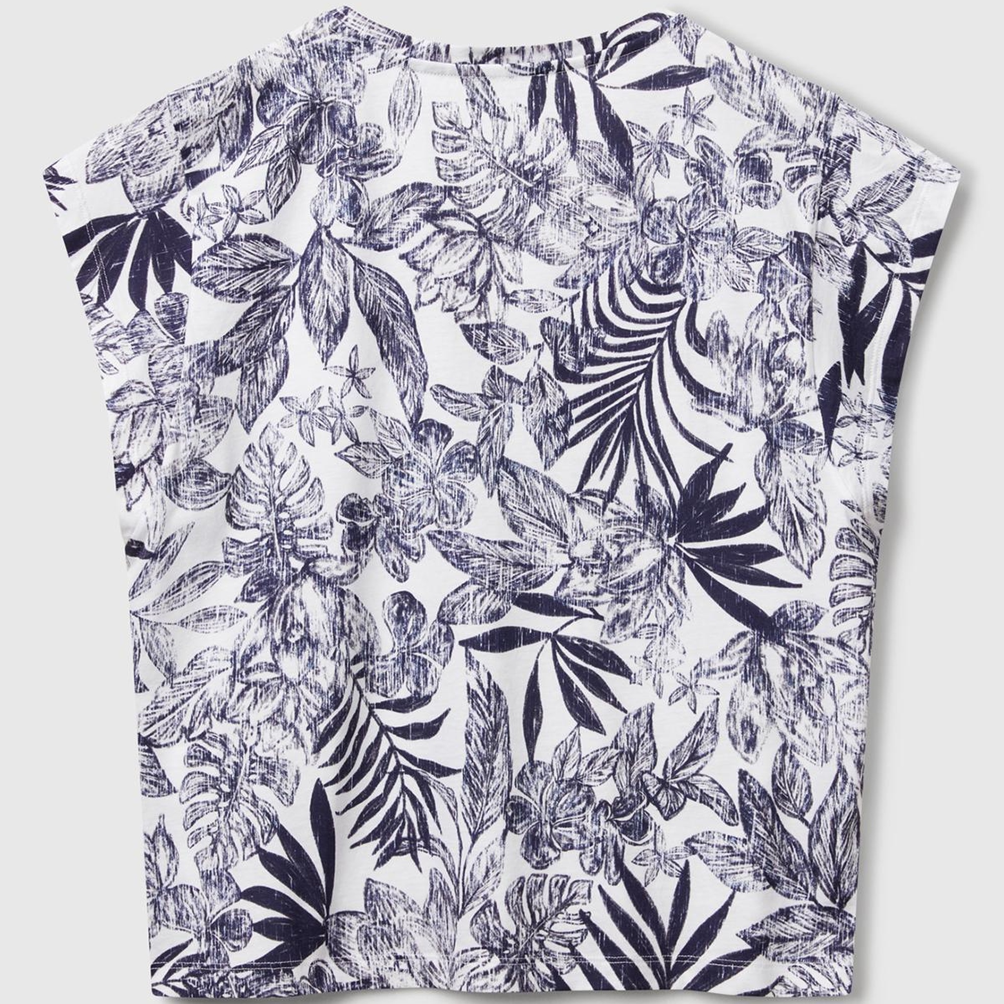 Kadın Mavi Mix %100 Koton Desenli V Yaka T-Shirt