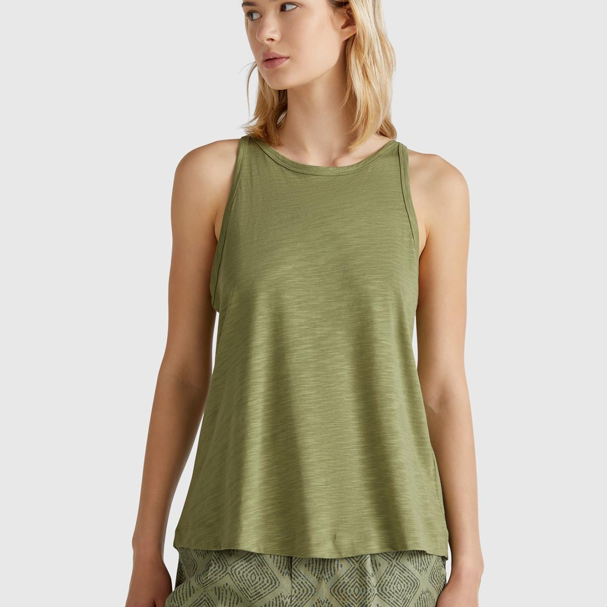 Kadın Adaçayı yeşili Modal Karışımlı Slub Atlet