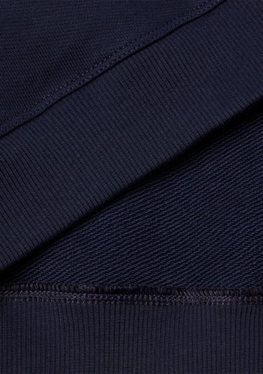  Erkek Lacivert Pamuk Karışımlı Önü Yazı Baskılı Relax Fit Sweatshirt