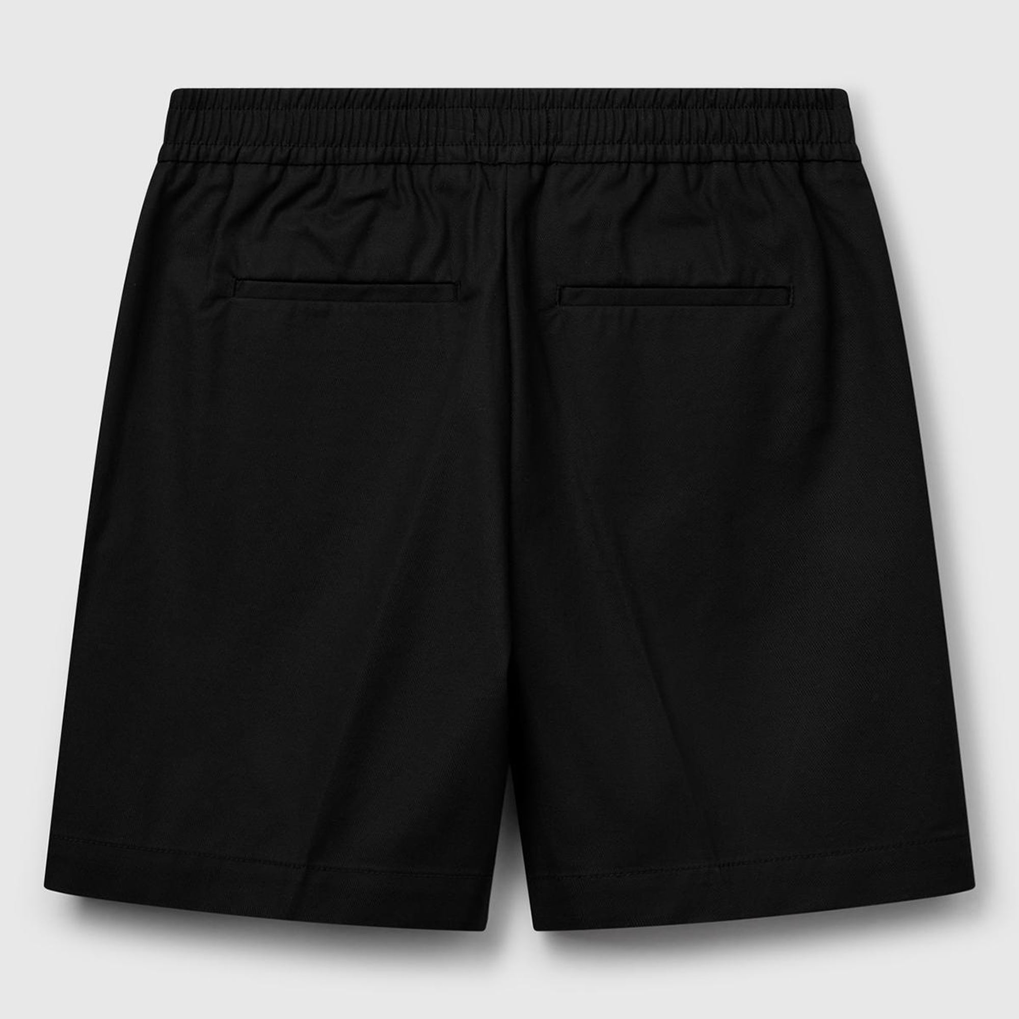 Kadın Siyah Streç Pamuklu Arka Beli Lastikli Straight Fit Bermuda Şort