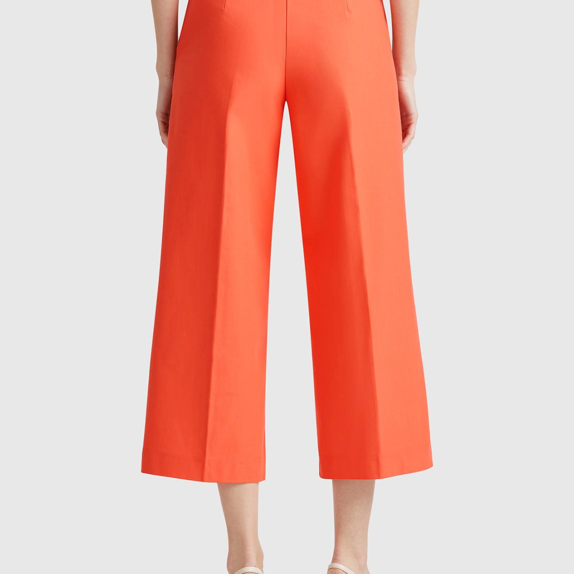 Kadın Turuncu Pamuk Karışımlı Cepli Straight Fit Yüksek Bel Pantolon