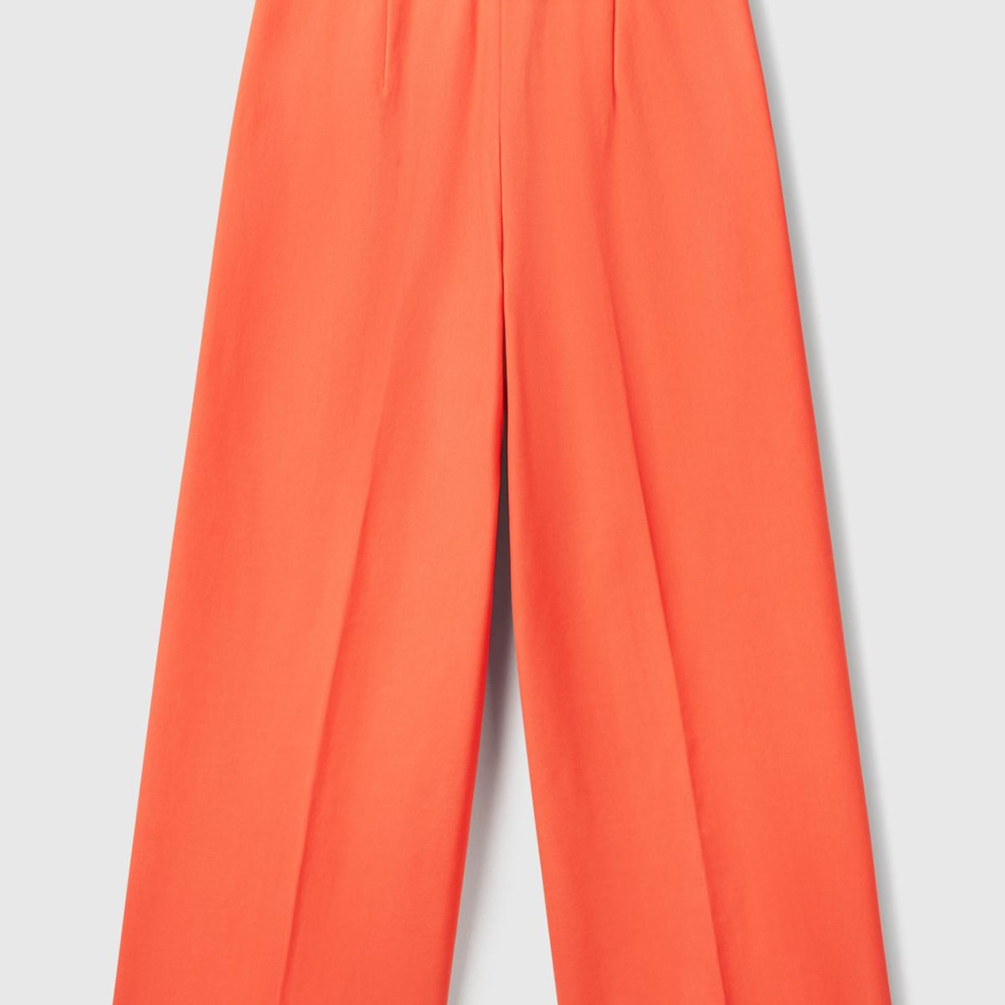 Kadın Turuncu Pamuk Karışımlı Cepli Straight Fit Yüksek Bel Pantolon