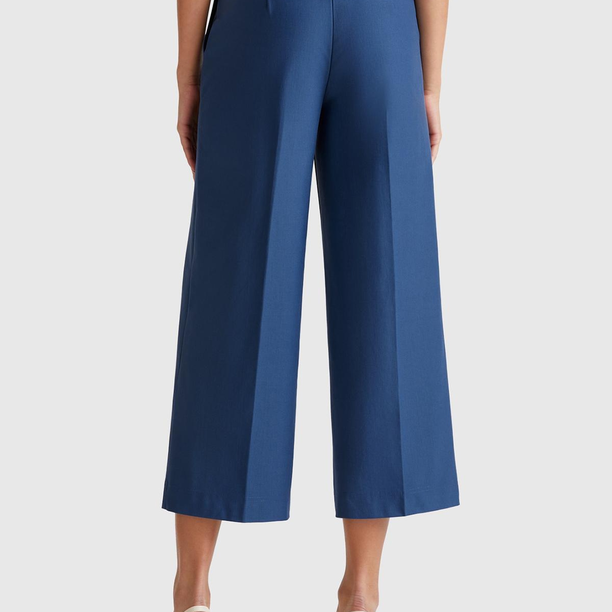 Kadın Denim Pamuk Karışımlı Cepli Straight Fit Yüksek Bel Pantolon