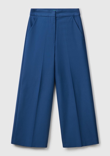  Kadın Denim Pamuk Karışımlı Cepli Straight Fit Yüksek Bel Pantolon