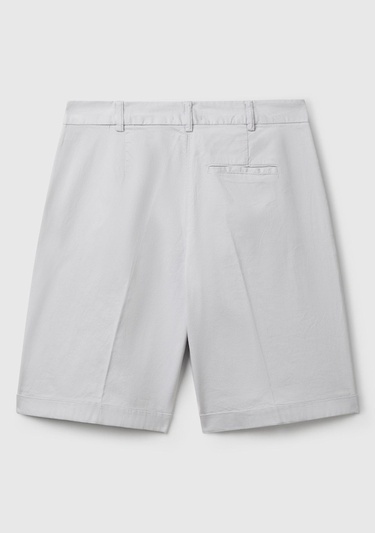  Kadın Gri Pamuk Karışımlı Önü Düğmeli Regular Fit Bermuda Şort
