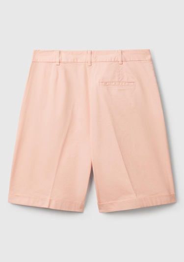  Kadın Pembe Pamuk Karışımlı Önü Düğmeli Regular Fit Bermuda Şort