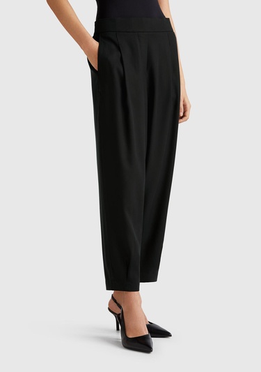  Kadın Siyah %100 Liyosel Beli Lastikli Balon Fit Pantolon