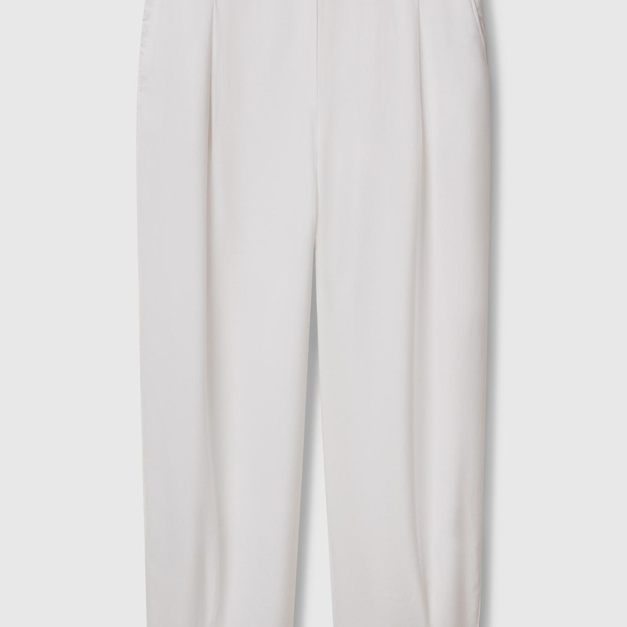 Kadın Beyaz %100 Liyosel Beli Lastikli Balon Fit Pantolon