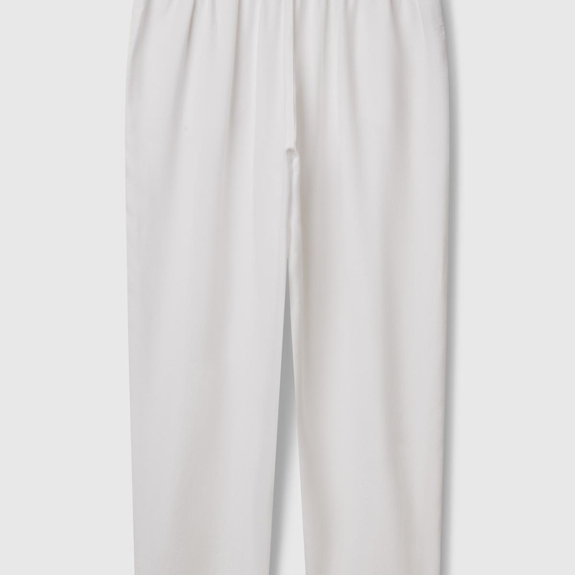 Kadın Beyaz %100 Liyosel Beli Lastikli Balon Fit Pantolon