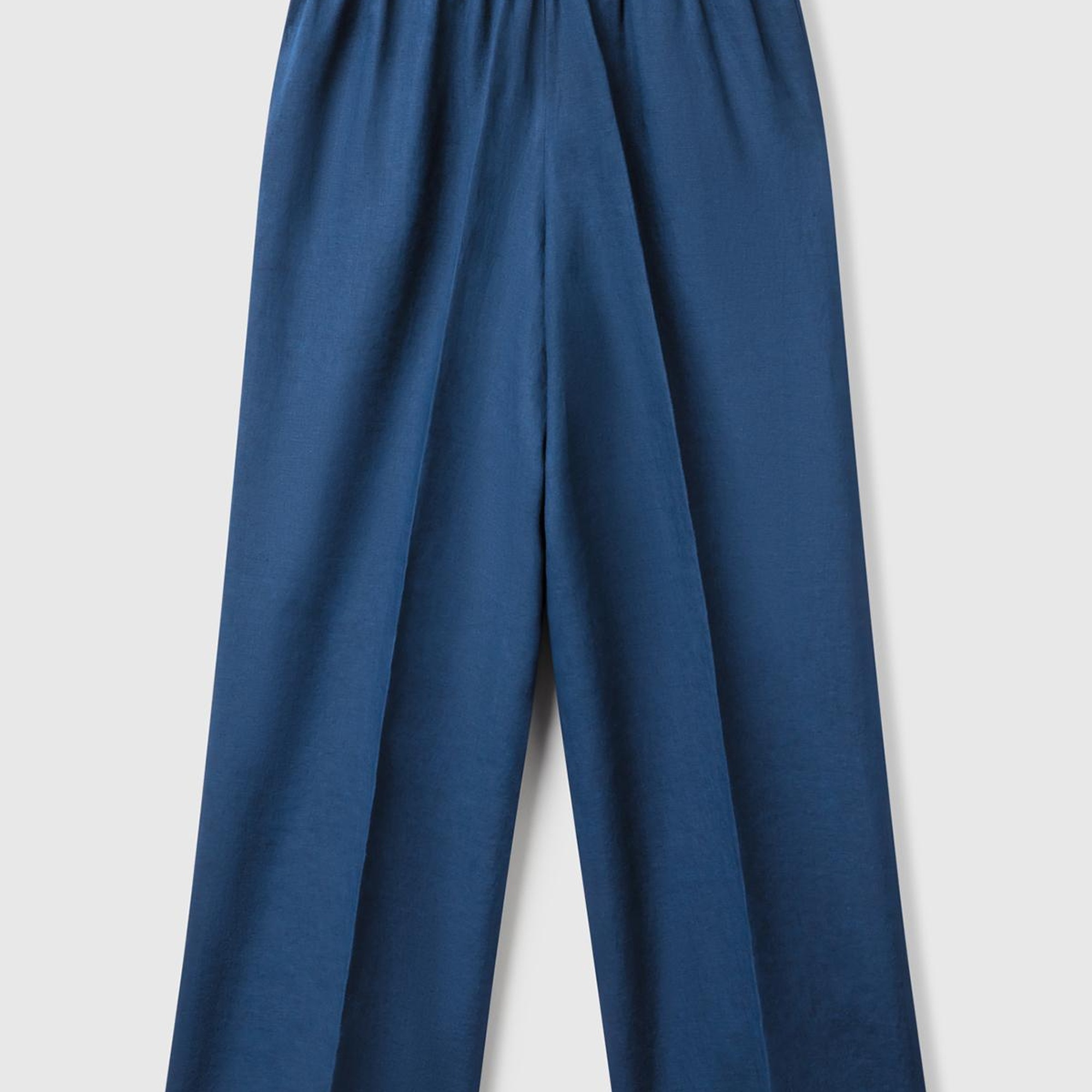 Kadın Denim %100 Keten Yan Cepli Arka Beli Lastikli Palazzo Pantolon