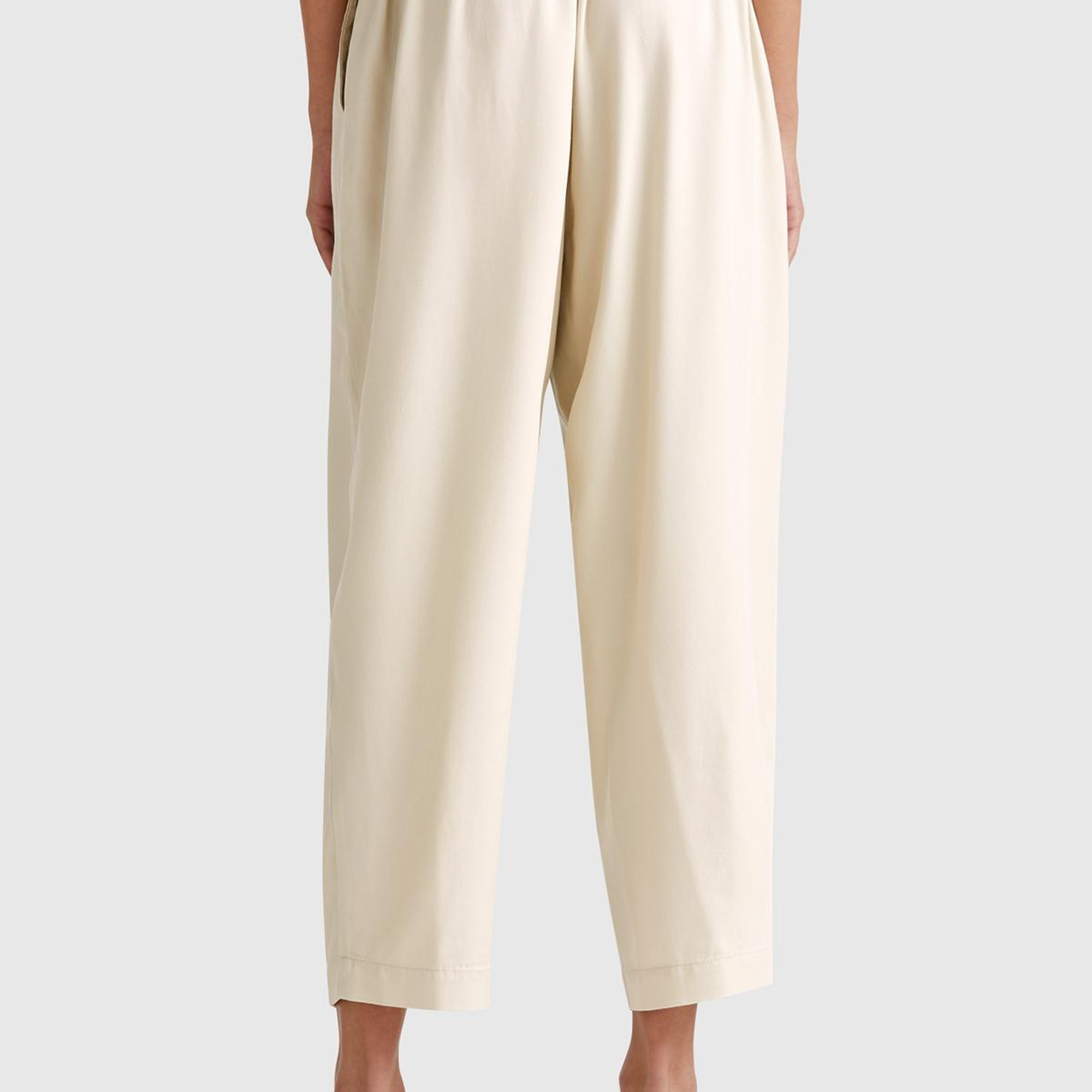 Kadın Taş Rengi %100 Liyosel Beli Lastikli Balon Fit Pantolon