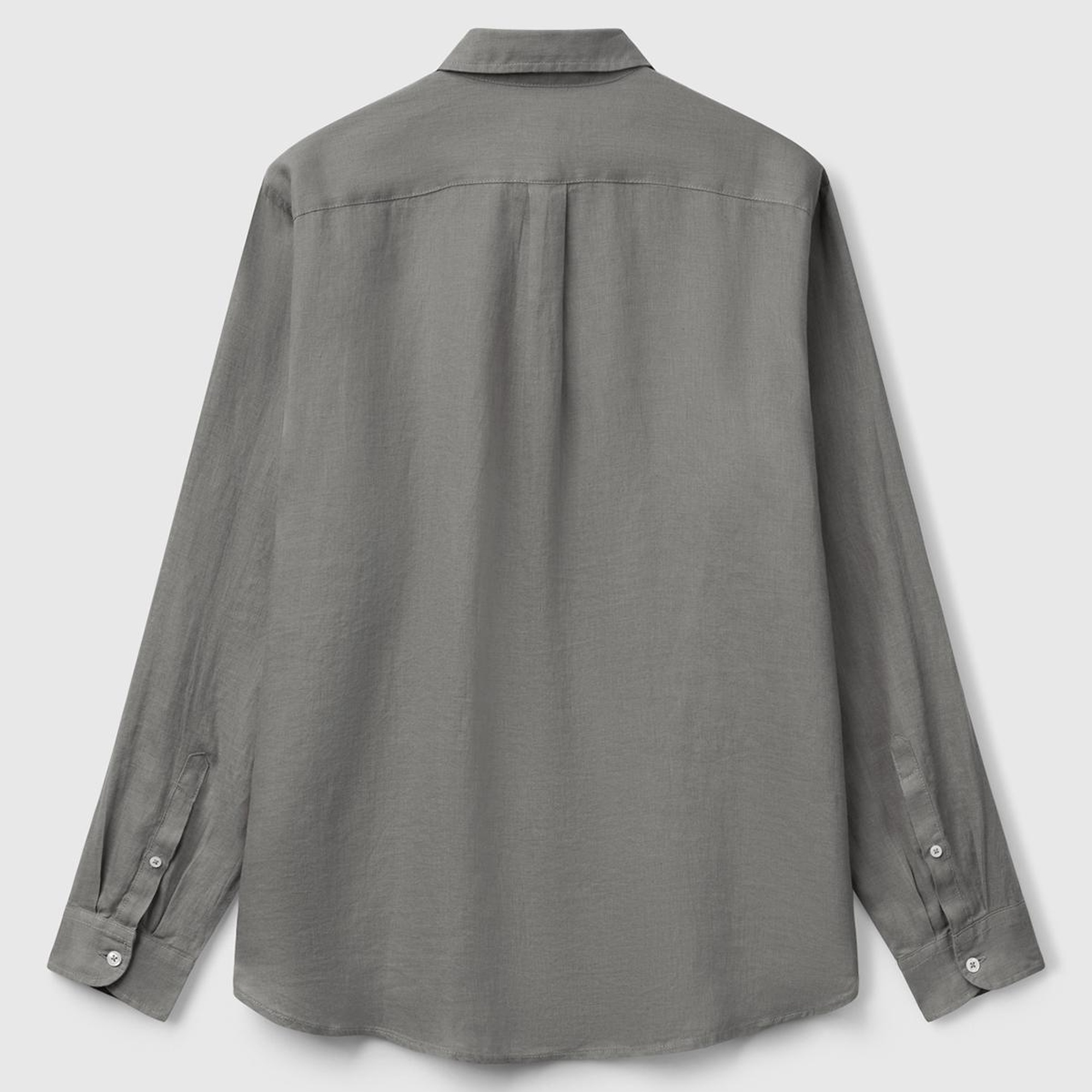 Erkek Gri %100 Keten Gömlek