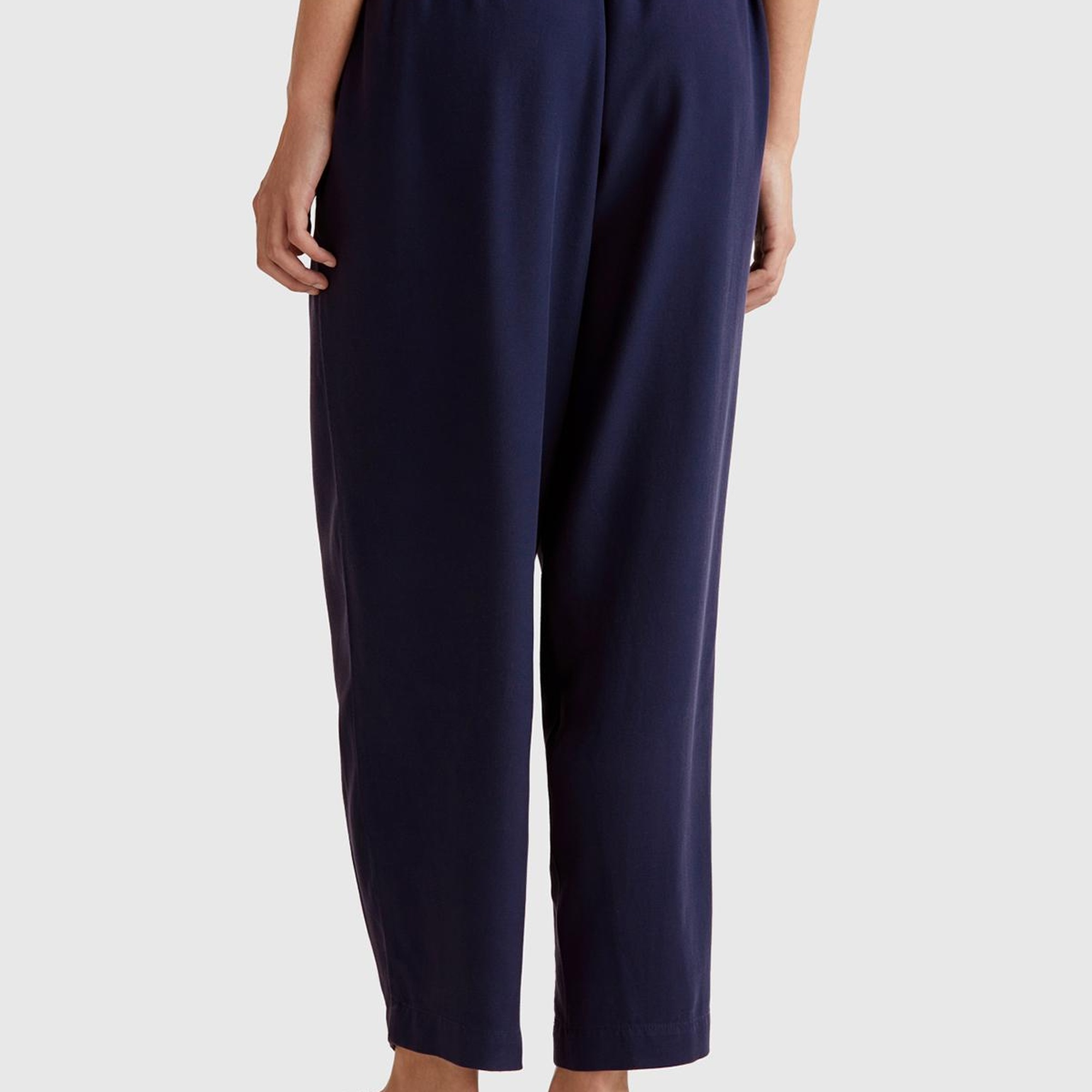 Kadın Lacivert %100 Liyosel Beli Lastikli Balon Fit Pantolon