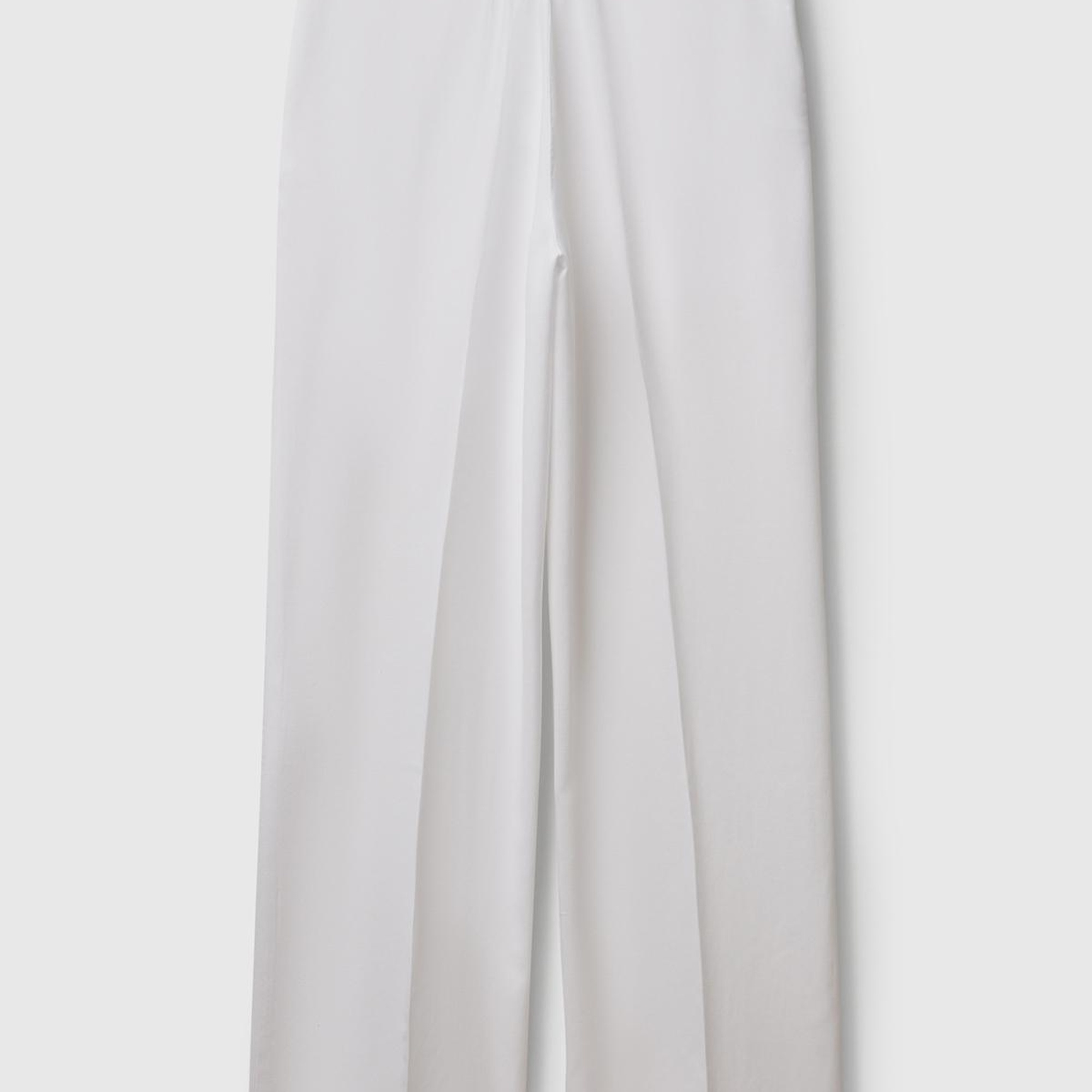 Kadın Beyaz %100 Liyosel Beli Lastikli Düz Paça Pantolon