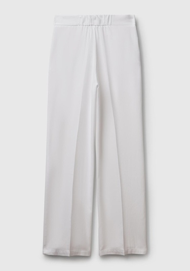  Kadın Beyaz %100 Liyosel Beli Lastikli Düz Paça Pantolon