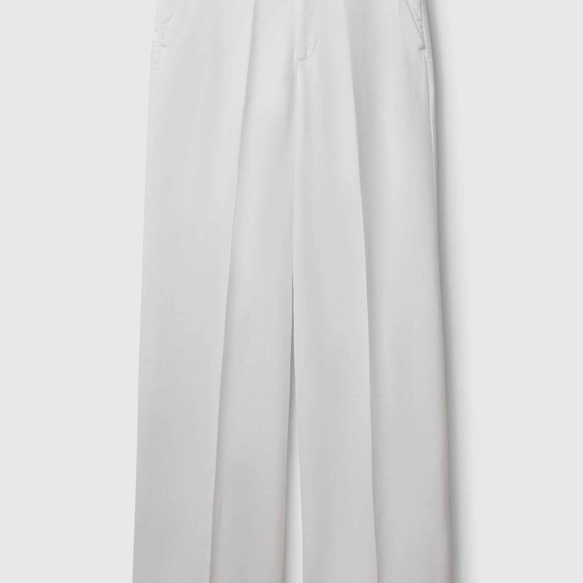 Kadın Beyaz %100 Liyosel Beli Lastikli Düz Paça Pantolon