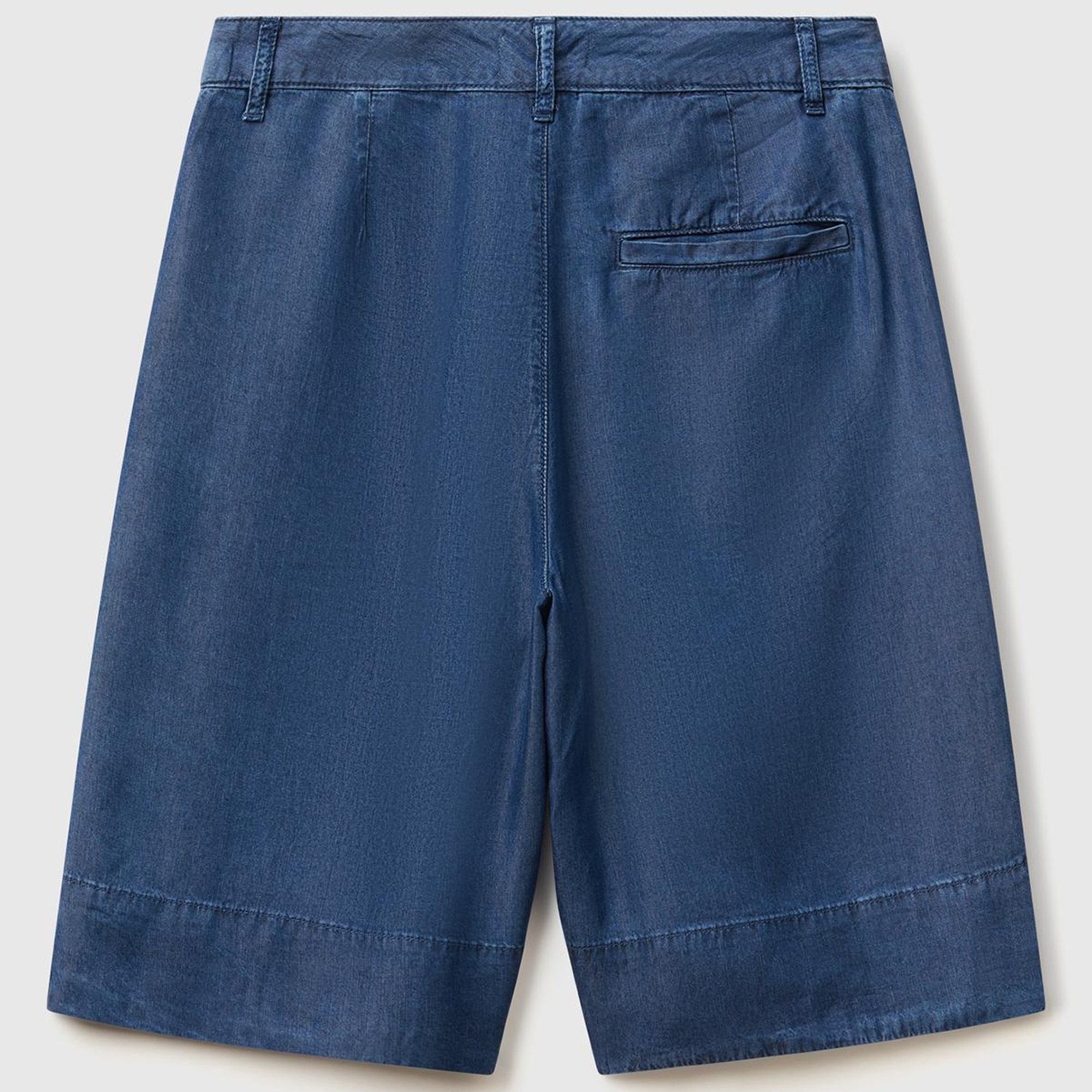 Kadın Koyu Mavi %100 Liyosel Regular Fit Bermuda Diz Üstü Şort