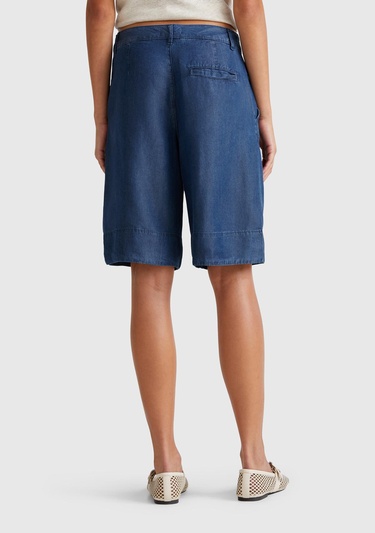  Kadın Koyu Mavi %100 Liyosel Regular Fit Bermuda Diz Üstü Şort